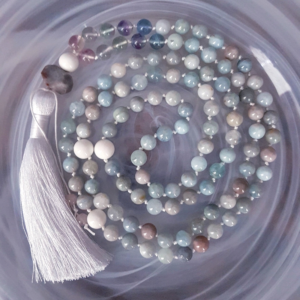 Hand-made Mala. Meditation Mala. Knotted Mala.